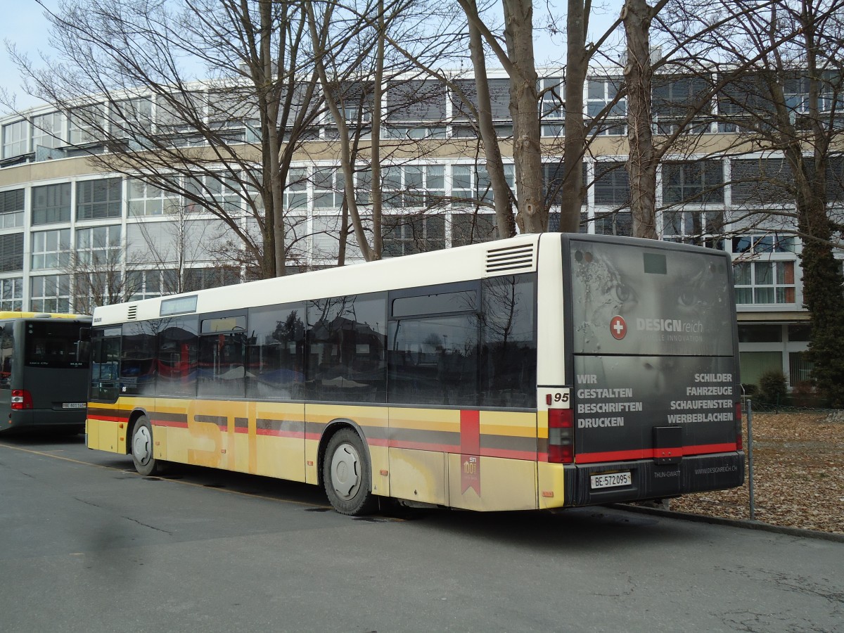 (143'020) - STI Thun - Nr. 95/BE 572'095 - MAN am 17. Januar 2013 bei der Schiffl�ndte Thun