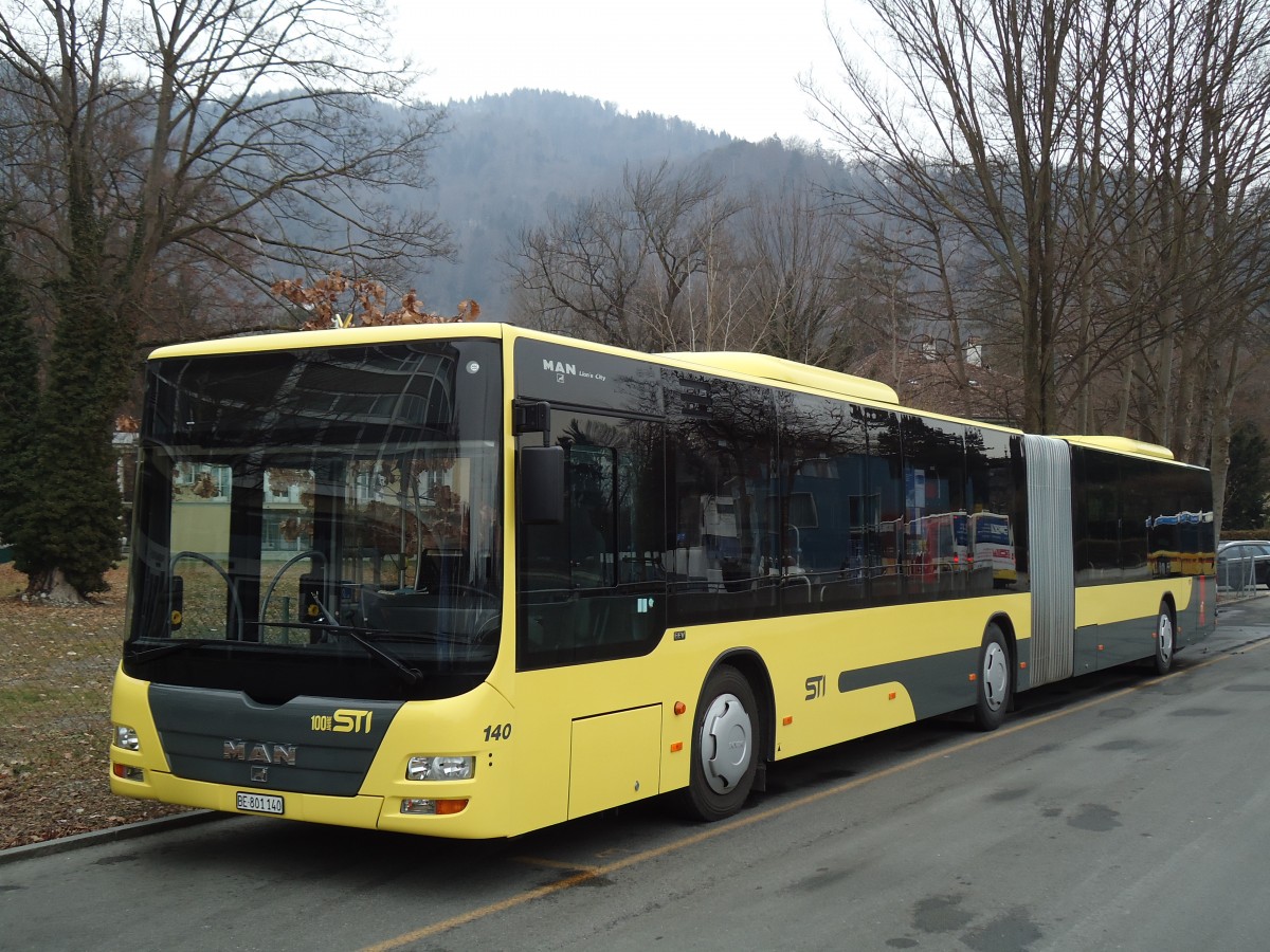 (143'052) - STI Thun - Nr. 140/BE 801'140 - MAN am 19. Januar 2013 bei der Schiffl�ndte Thun