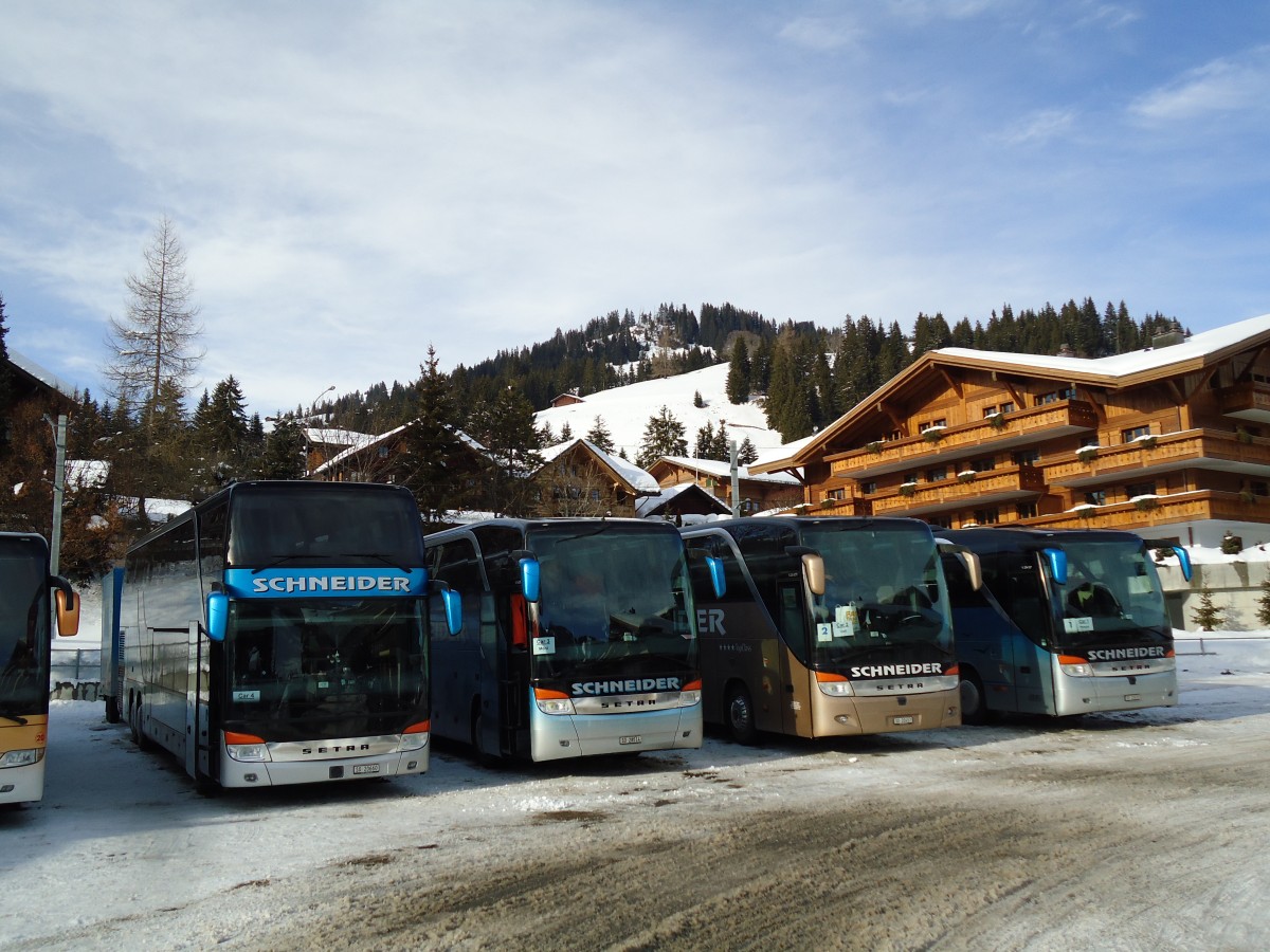 (143'079) - Schneider, Langendorf - SO 20'660 - Setra am 20. Januar 2013 beim Bahnhof Saanenm�ser