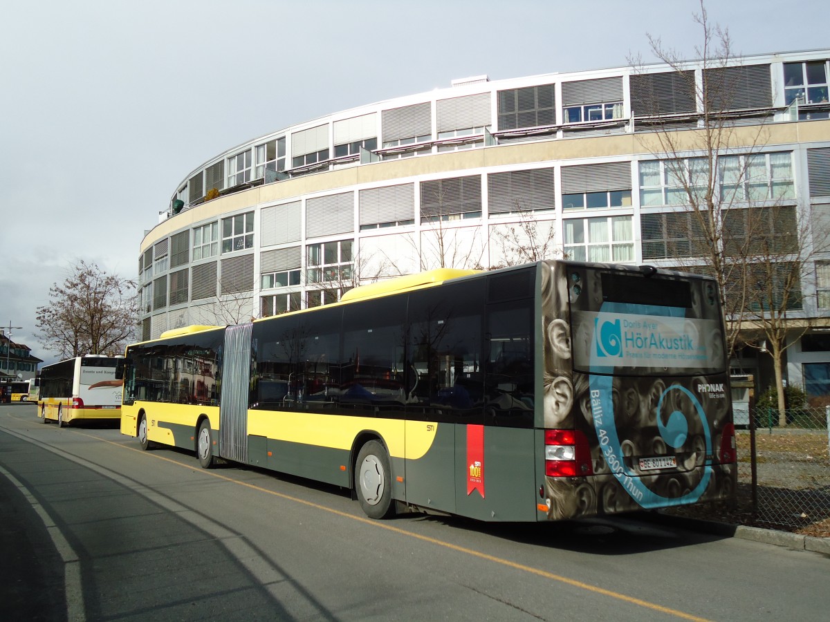 (143'172) - STI Thun - Nr. 142/BE 801'142 - MAN am 5. Februar 2013 bei der Schiffl�ndte Thun