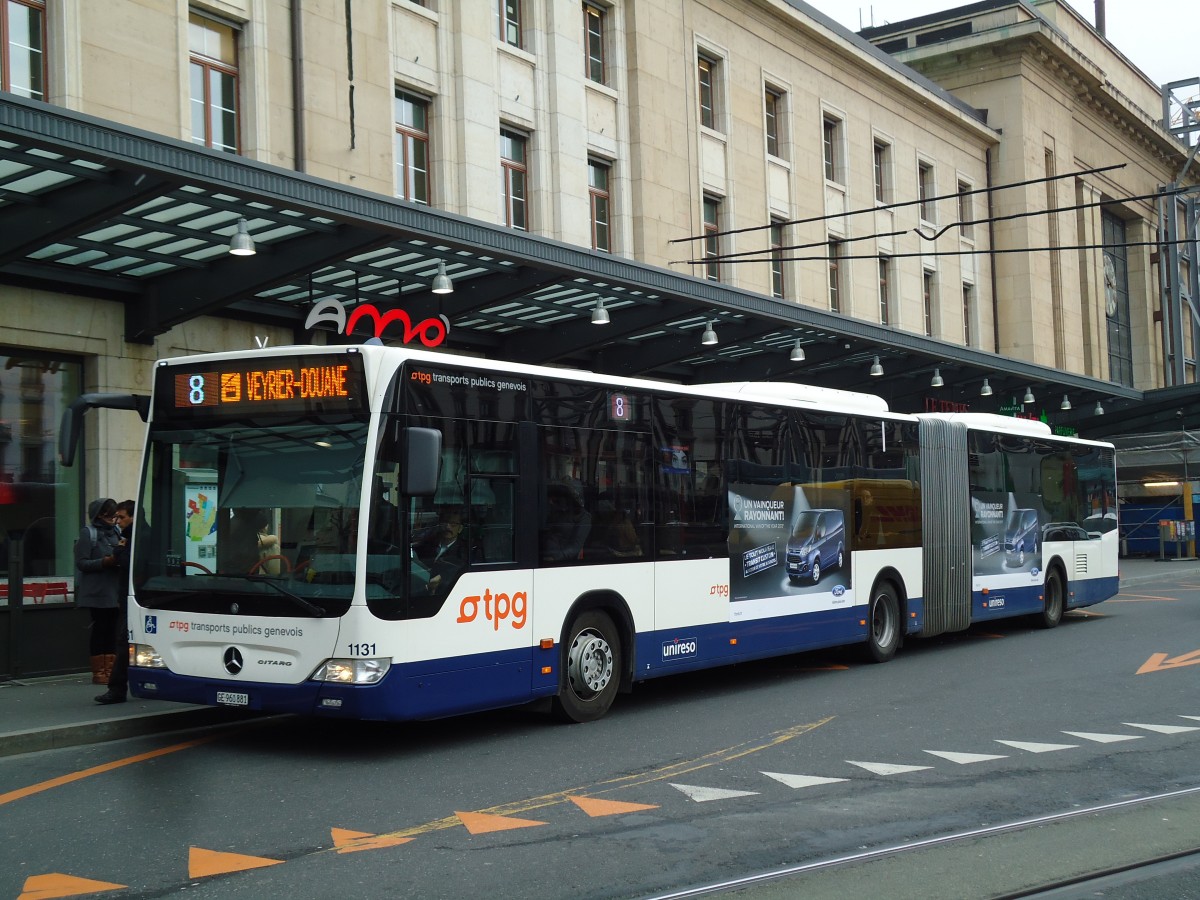 (143'330) - TPG Gen�ve - Nr. 1131/GE 960'881 - Mercedes am 22. Februar 2013 beim Bahnhof Gen�ve
