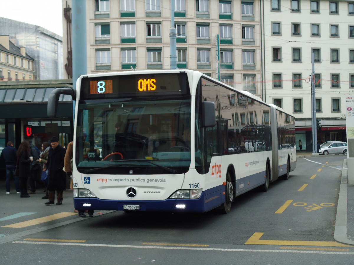 (143'352) - TPG Gen�ve - Nr. 1160/GE 960'910 - Mercedes am 22. Februar 2013 beim Bahnhof Gen�ve