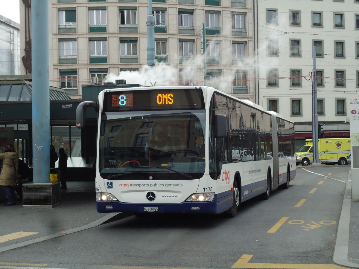 (143'359) - TPG Gen�ve - Nr. 1175/GE 960'925 - Mercedes am 22. Februar 2013 beim Bahnhof Gen�ve
