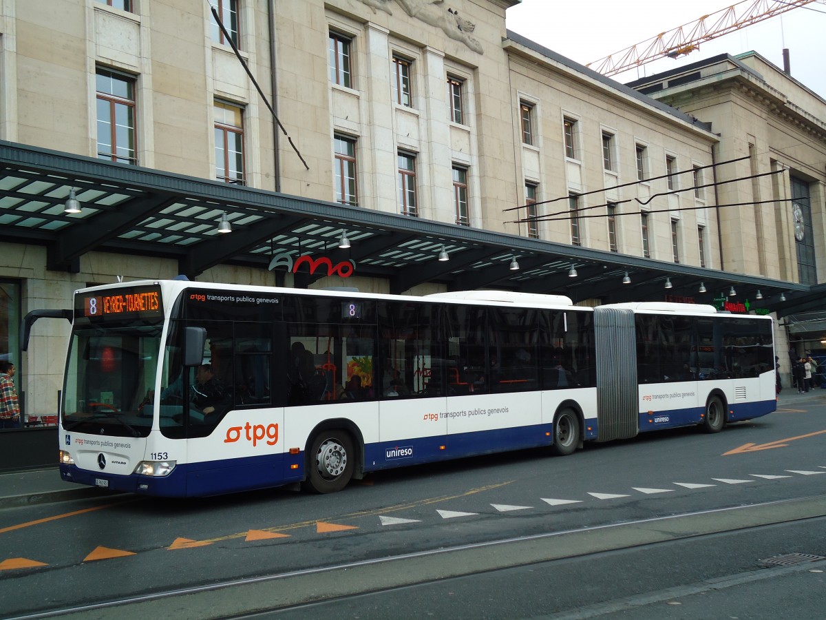 (143'364) - TPG Gen�ve - Nr. 1153/GE 960'903 - Mercedes am 22. Februar 2013 beim Bahnhof Gen�ve