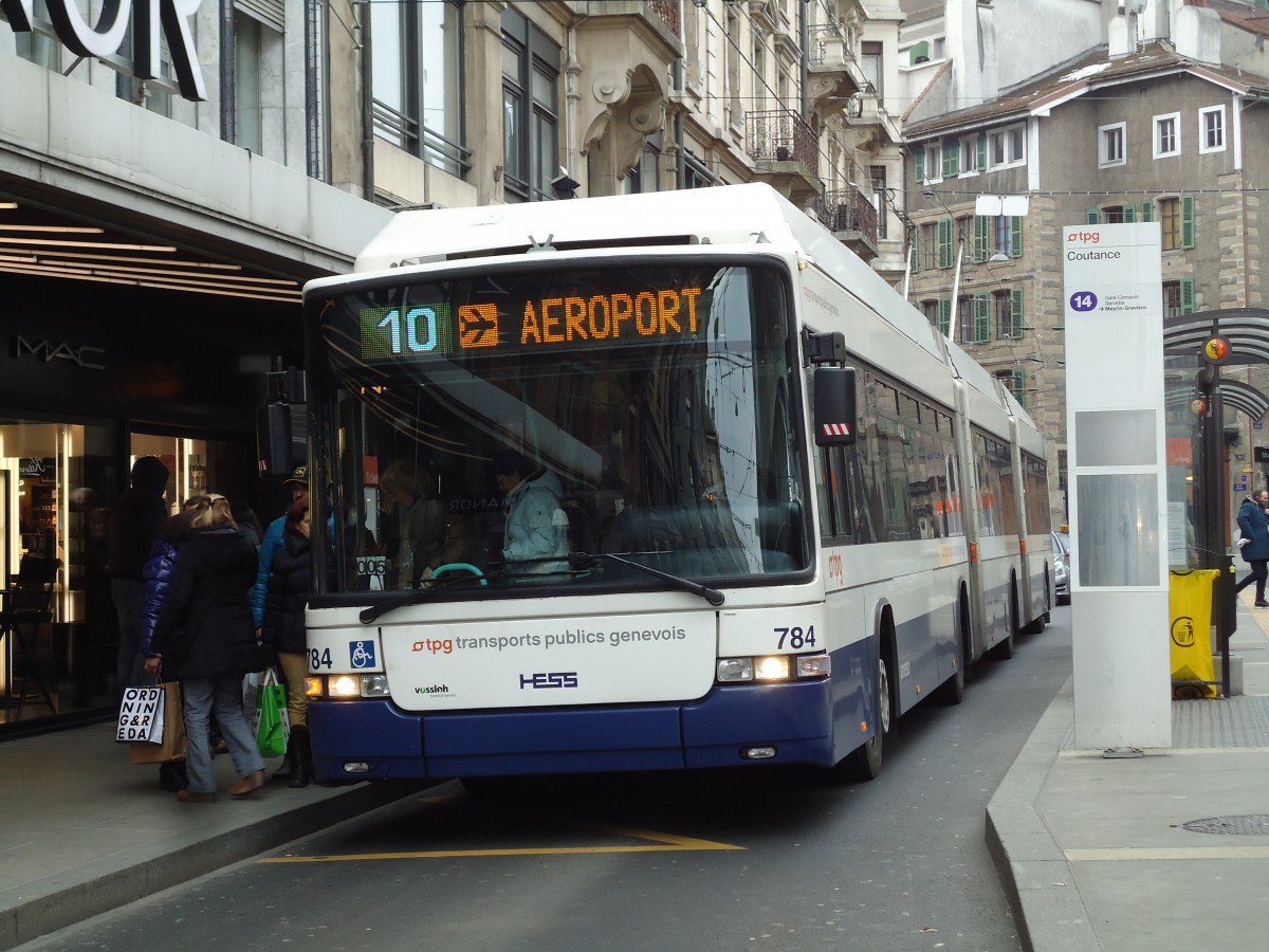 (143'372) - TPG Gen�ve - Nr. 784 - Hess/Hess Doppelgelenktrolleybus am 22. Februar 2013 in Gen�ve, Coutance