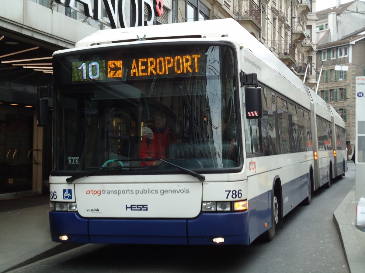 (143'387) - TPG Gen�ve - Nr. 786 - Hess/Hess Doppelgelenktrolleybus am 22. Februar 2013 in Gen�ve, Coutance