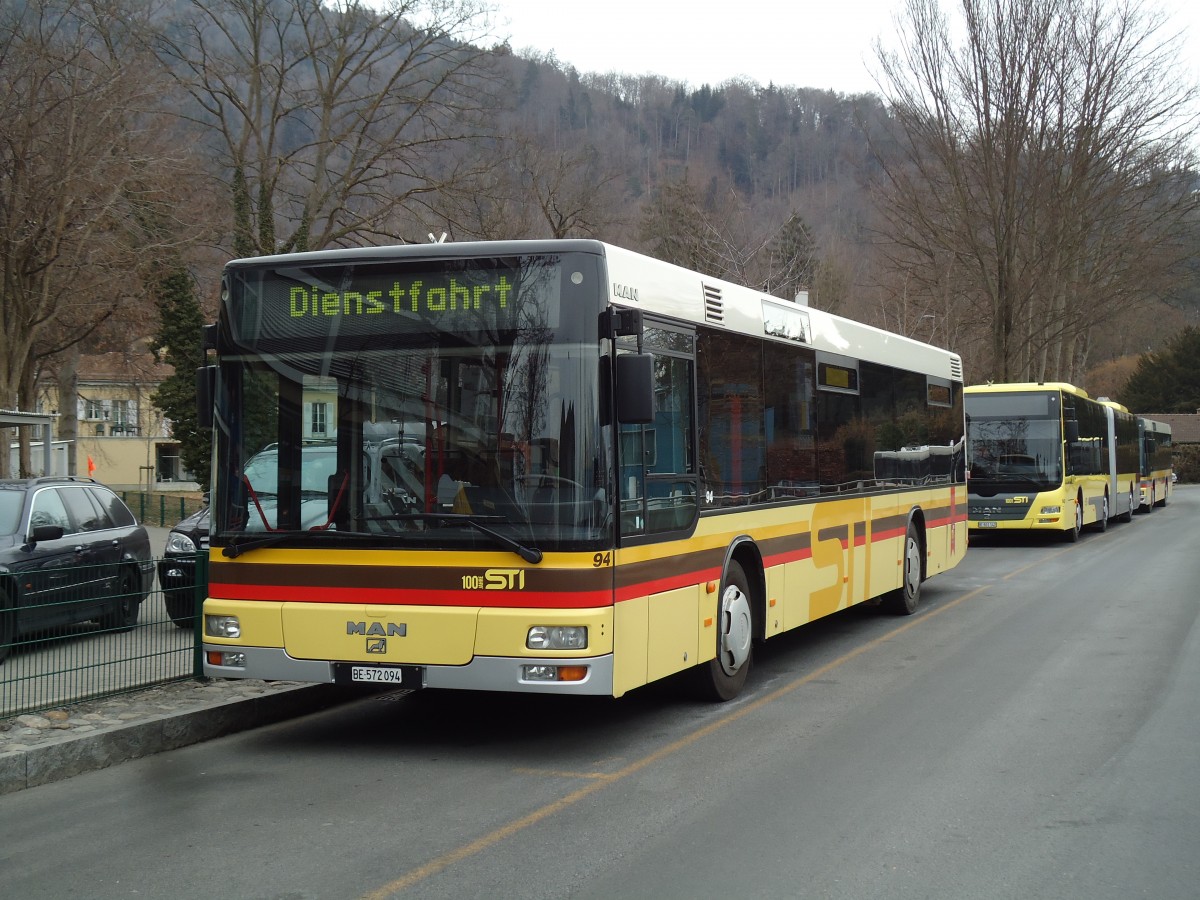 (143'457) - STI Thun - Nr. 94/BE 572'094 - MAN am 8. M�rz 2013 bei der Schiffl�ndte Thun