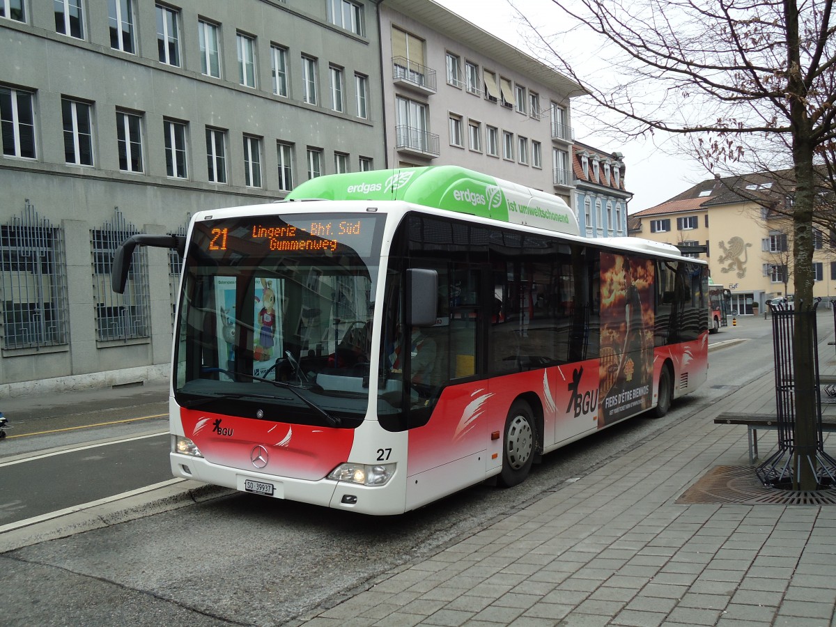 (143'537) - BGU Grenchen - Nr. 27/SO 39'937 - Mercedes am 23. M�rz 2013 in Grenchen, Postplatz