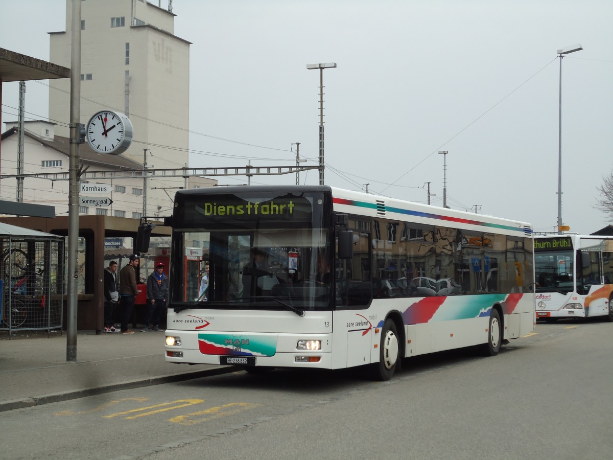 (143'555) - ASm Langenthal - Nr. 13/BE 236'839 - MAN am 23. M�rz 2013 beim Bahnhof Herzogenbuchsee
