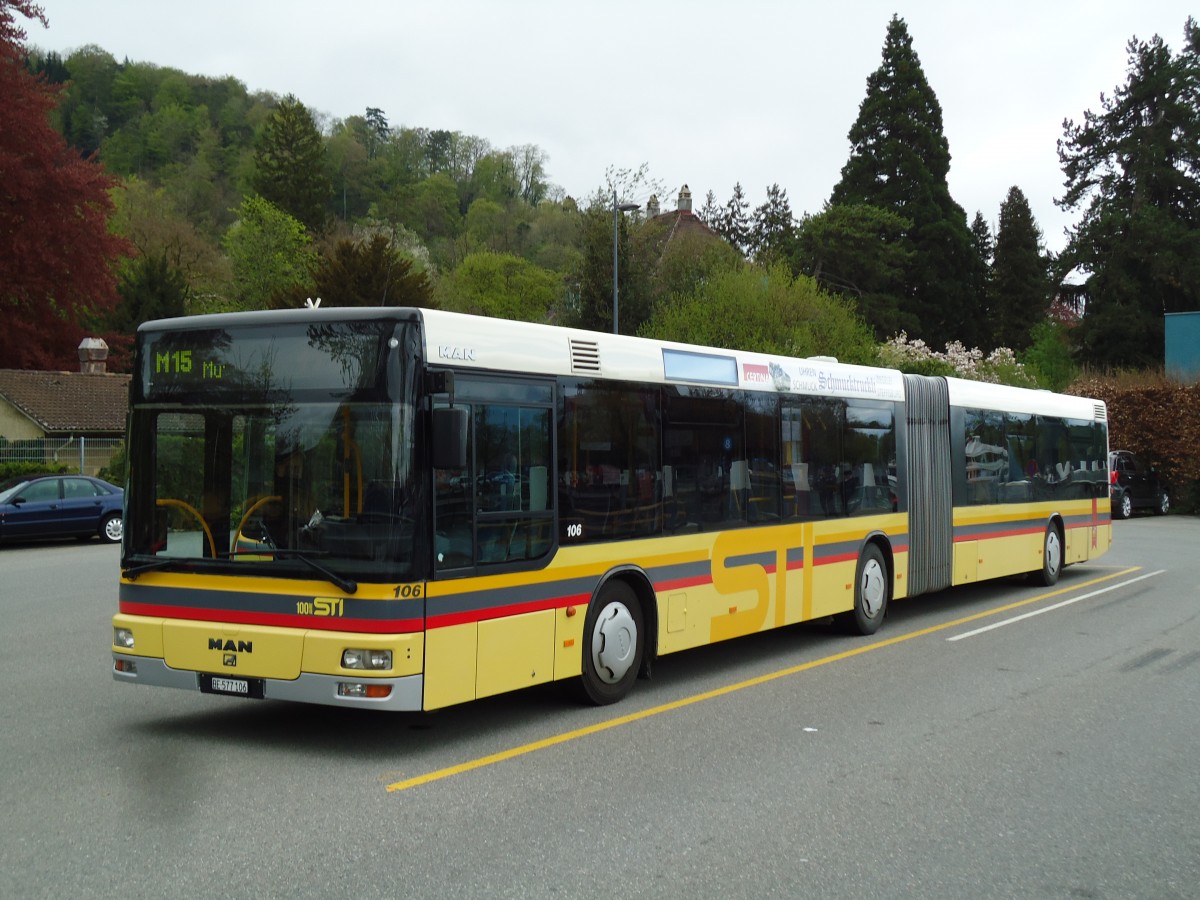 (143'926) - STI Thun - Nr. 106/BE 577'106 - MAN am 28. April 2013 bei der Schiffl�ndte Thun