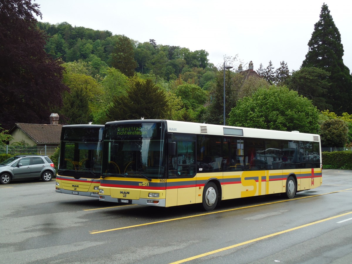 (144'511) - STI Thun - Nr. 100/BE 577'100 - MAN am 23. Mai 2013 bei der Schiffl�ndte Thun