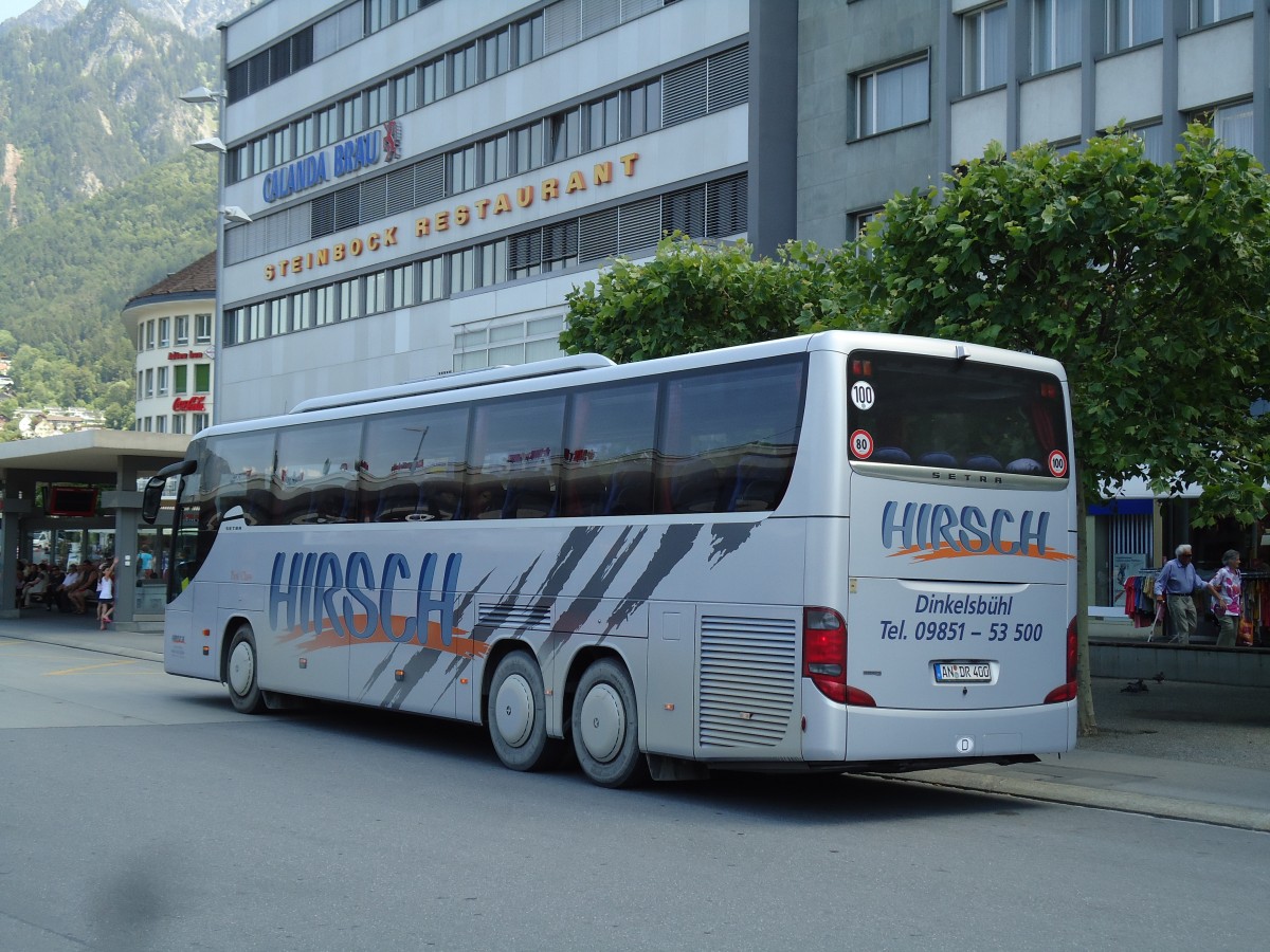(145'226) - Aus Deutschland: Hirsch, Dinkelsb�hl - AN-DR 400 Setra am 17. Juni 2013 beim Bahnhof Chur