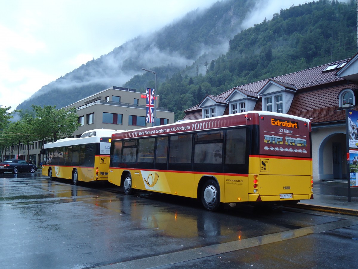 (145'510) - Klopfstein, Laupen - BE 193'594 - Lanz+Marti/Hess Personenanh�nger am 29. Juni 2013 beim Bahnhof Interlaken Ost