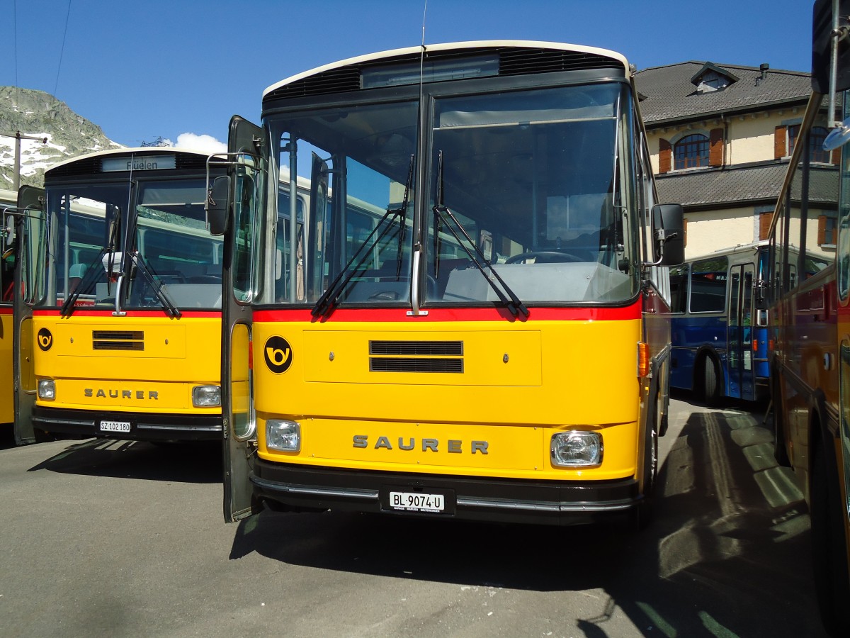 (145'833) - Marugg, Gelterkinden - BL 9074 U - Saurer/Hess (ex D�rfelt, D-Gahlenz; ex P 24'254) am 20. Juli 2013 in Gotthard, Passh�he