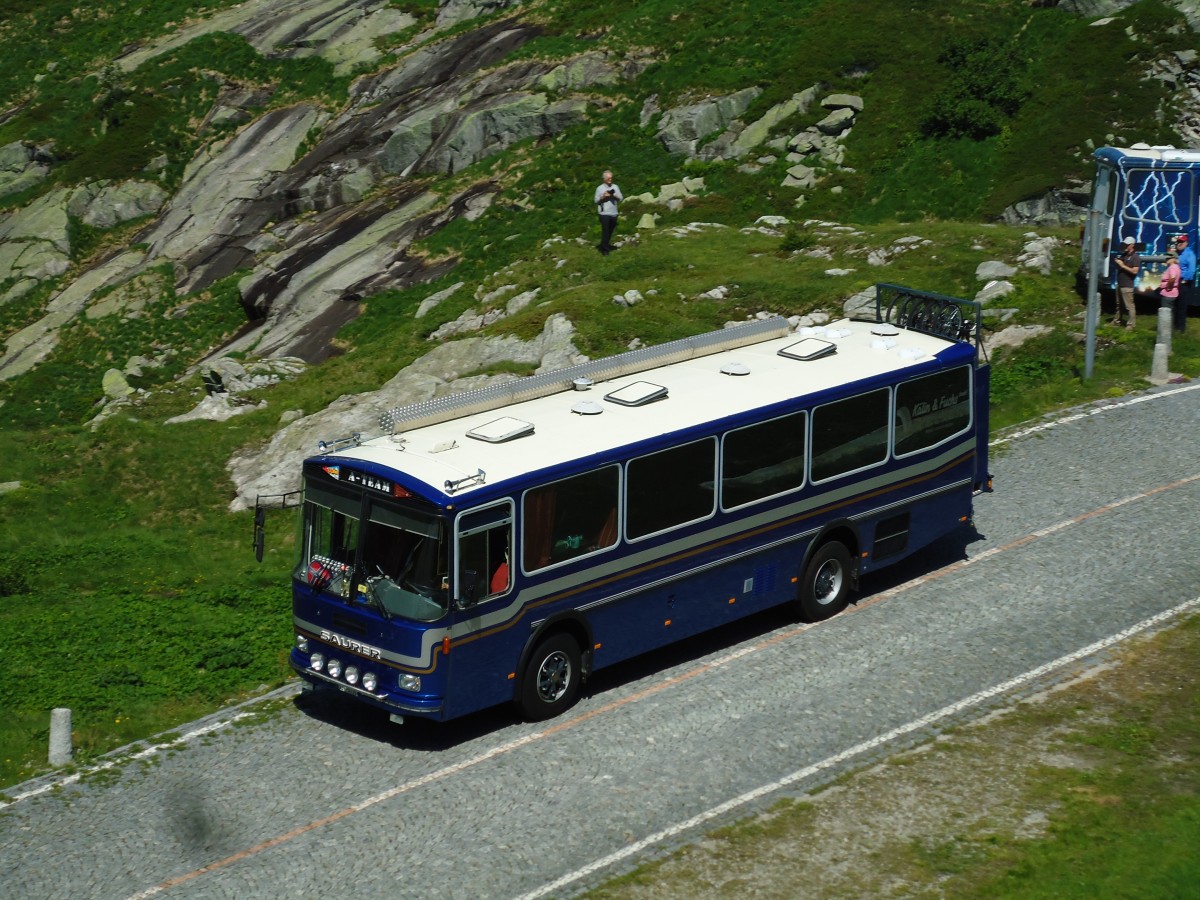 (145'875) - Steinauer, Einsiedeln - SZ 25'115 - Saurer/R&J (ex Albin, F�llanden; ex SBB Bern; ex Sol�r&Fontana, Ilanz; ex P 24'359) am 20. Juli 2013 in Gotthard, Alte Tremolastrasse