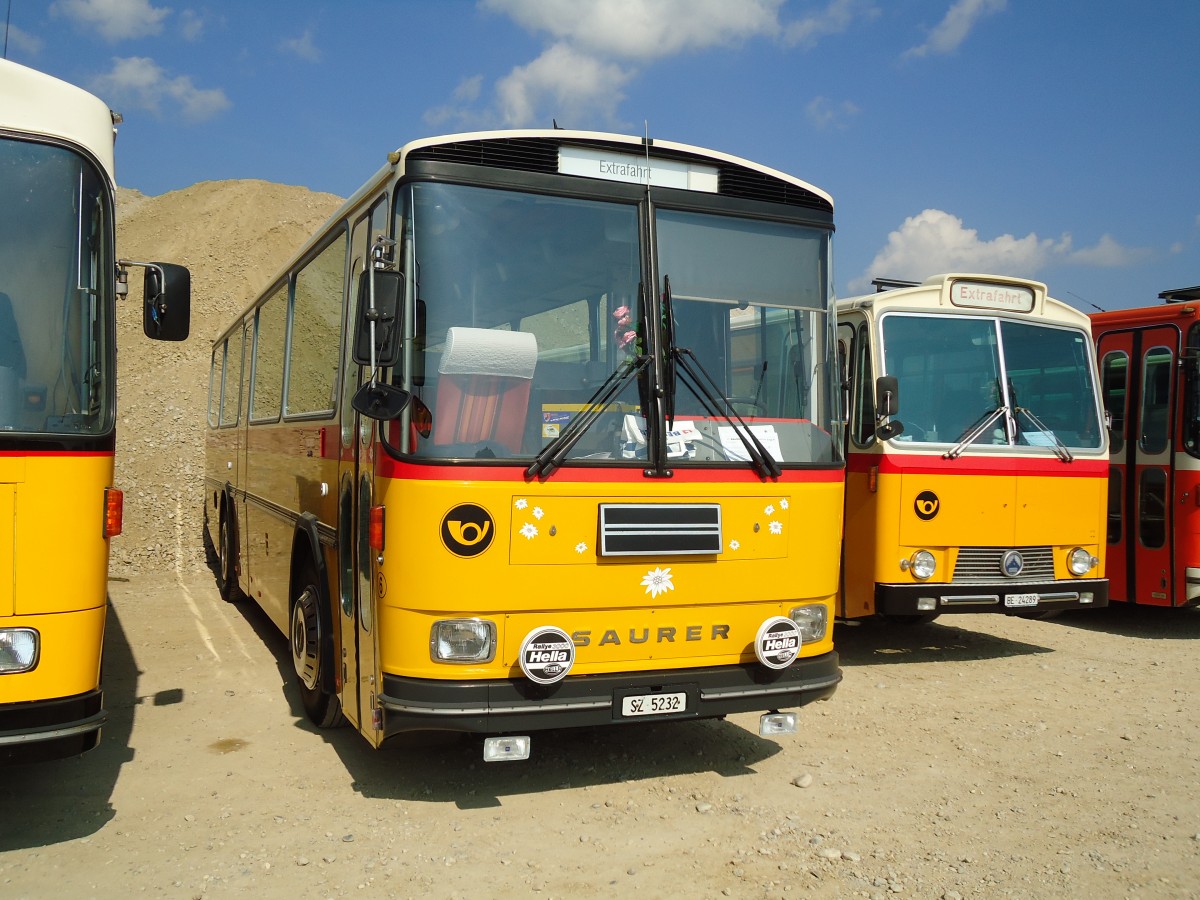 (146'566) - F�ssler, Unteriberg - Nr. 6/SZ 5232 - Saurer/R&J (ex Sch�rch, Gutenburg Nr. 6; ex P 24'358) am 31. August 2013 in Niederbipp, Saurertreffen
