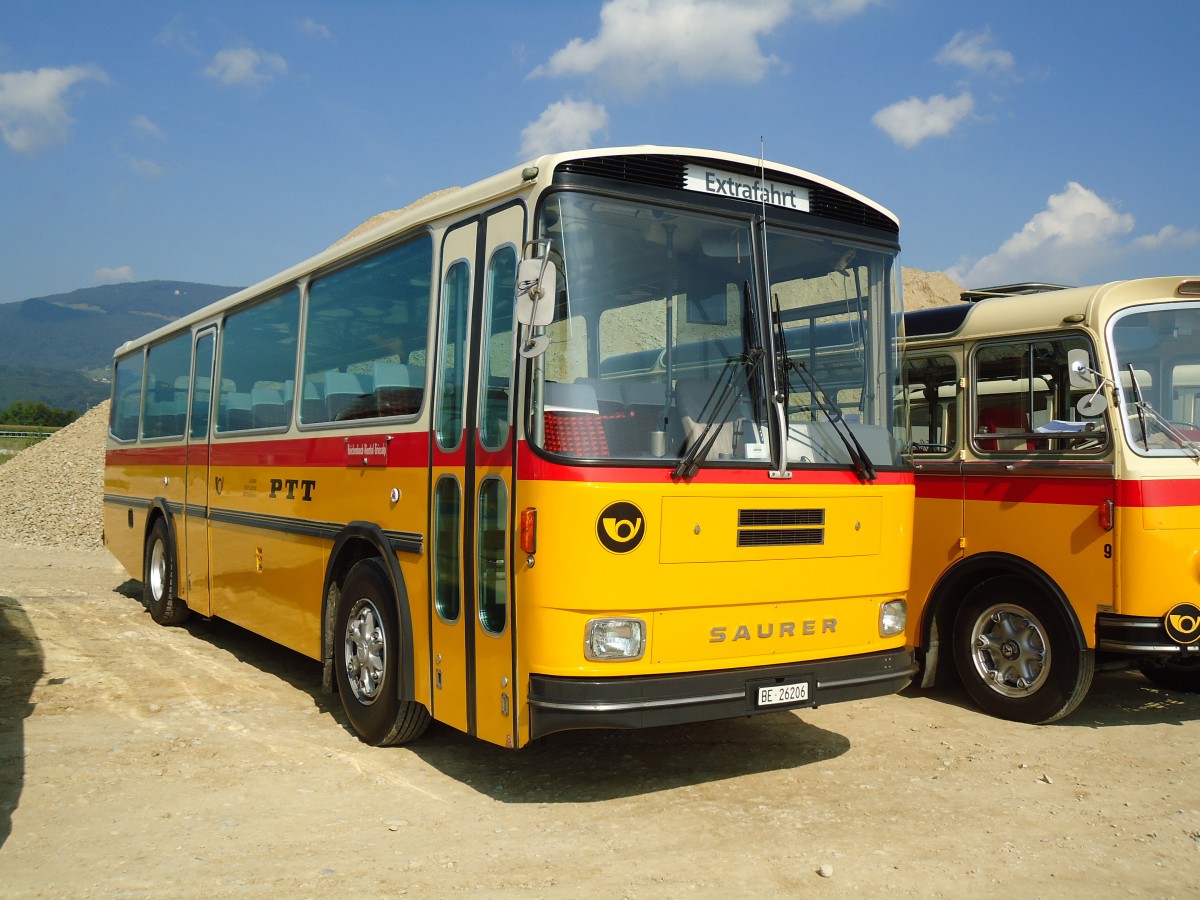 (146'575) - Schmid, Th�rishaus - BE 26'206 - Saurer/T�scher (ex P 24'244) am 31. August 2013 in Niederbipp, Saurertreffen