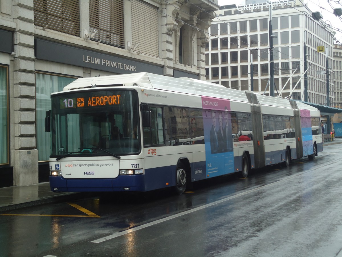 (147'152) - TPG Gen�ve - Nr. 781 - Hess/Hess Doppelgelenktrolleybus am 16. September 2013 in Gen�ve, Bel-Air