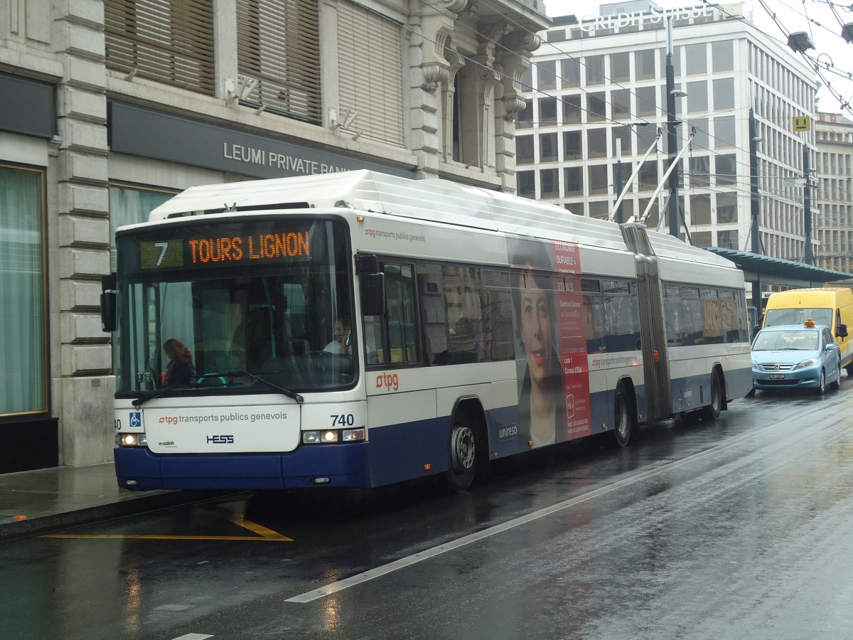 (147'160) - TPG Gen�ve - Nr. 740 - Hess/Hess Gelenktrolleybus am 16. September 2013 in Gen�ve, Bel-Air