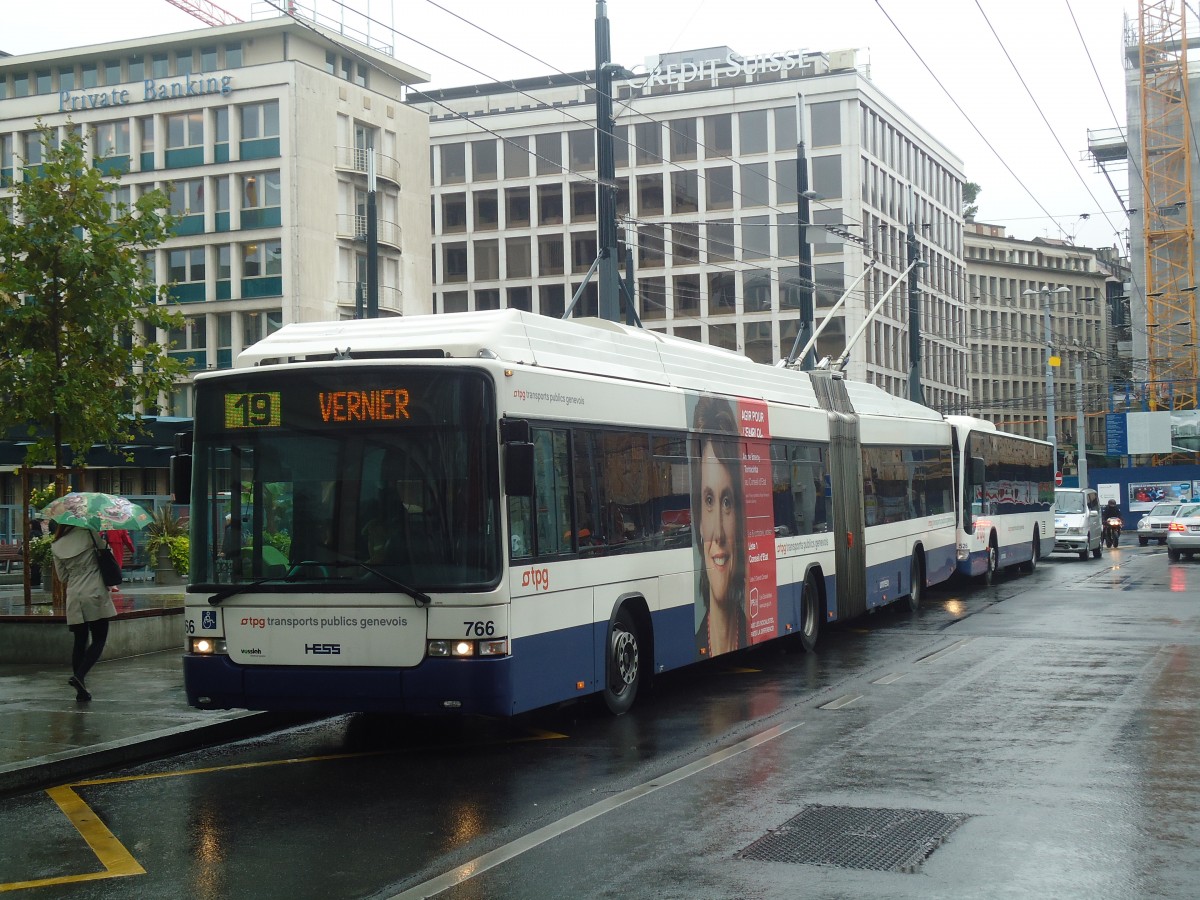 (147'171) - TPG Gen�ve - Nr. 766 - Hess/Hess Gelenktrolleybus am 16. September 2013 in Gen�ve, Bel-Air