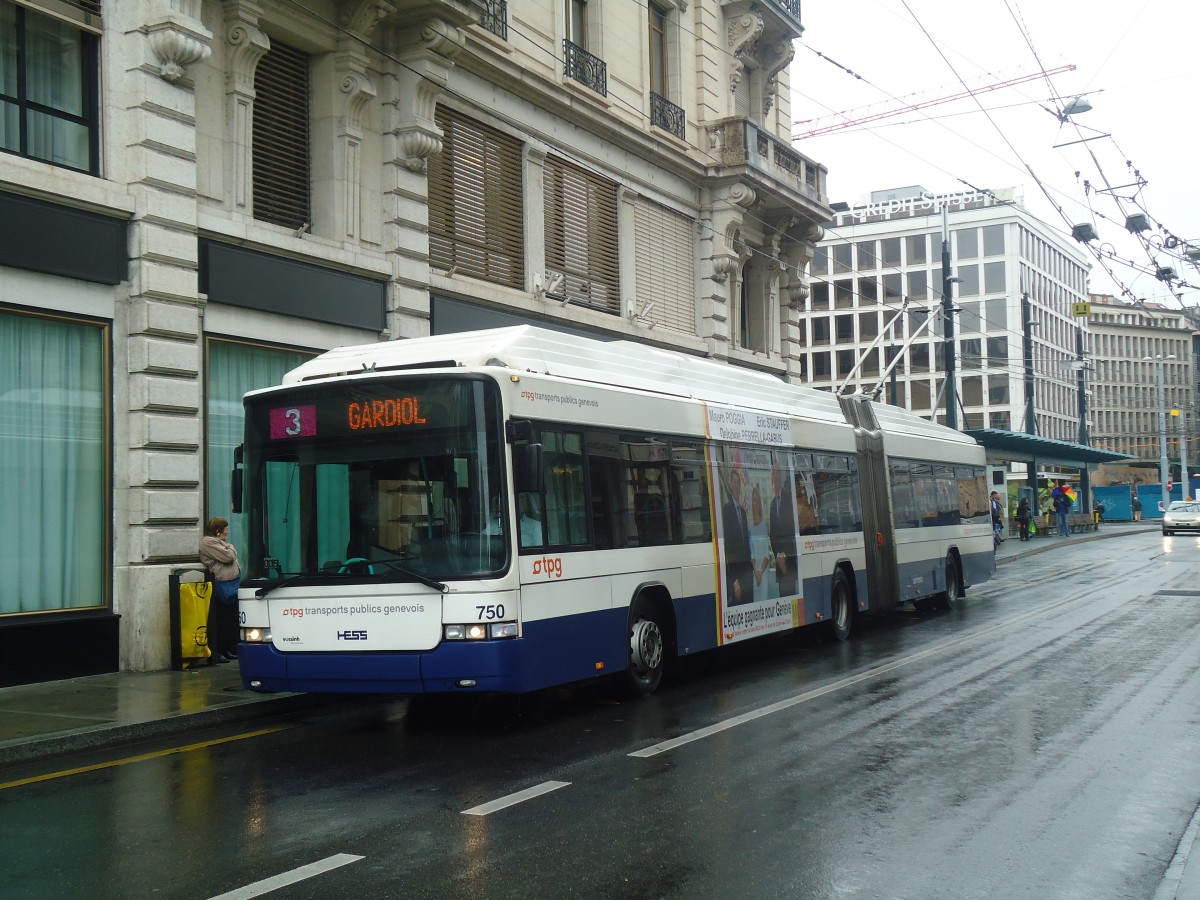 (147'174) - TPG Gen�ve - Nr. 750 - Hess/Hess Gelenktrolleybus am 16. September 2013 in Gen�ve, Bel-Air