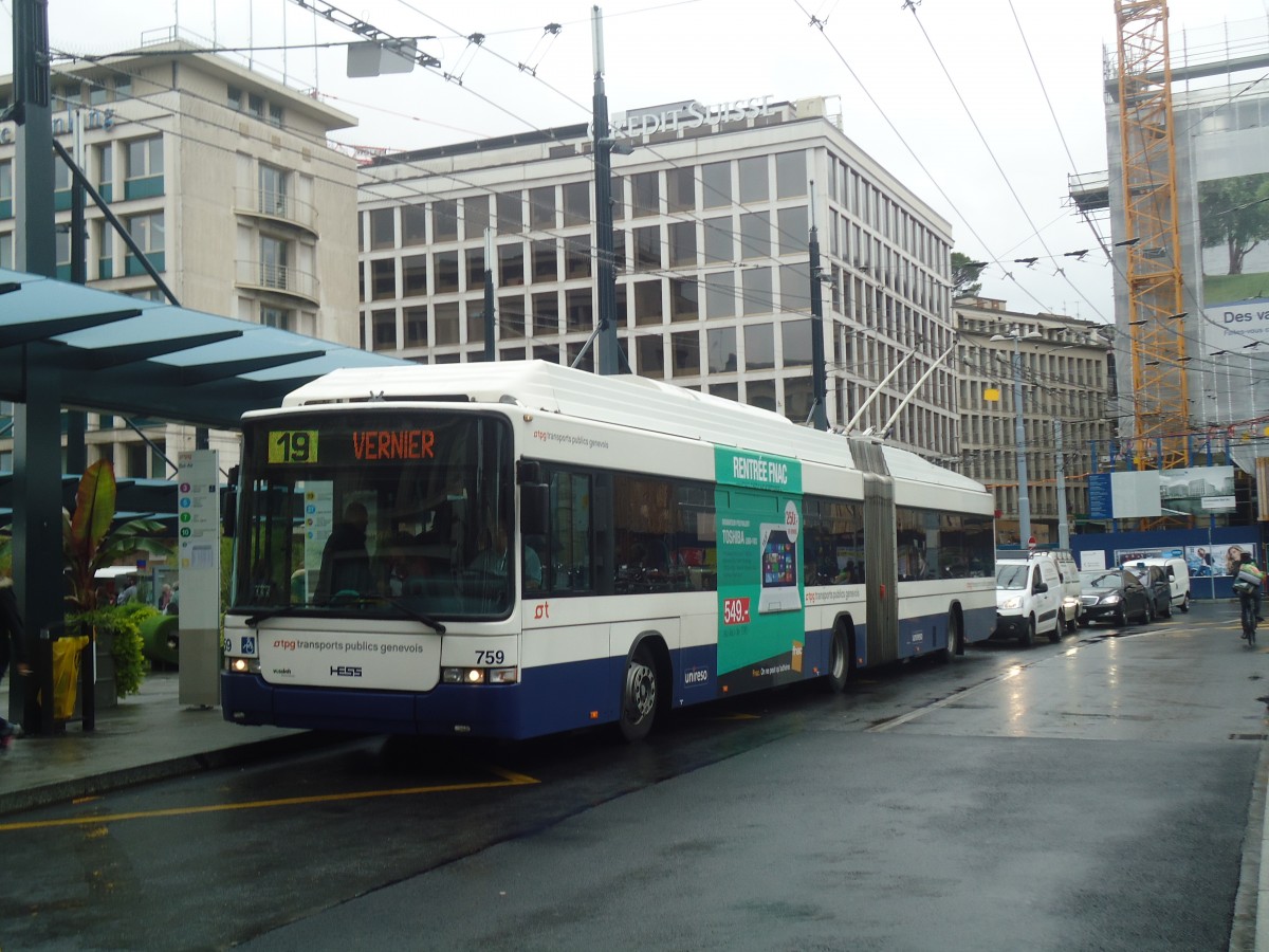 (147'183) - TPG Gen�ve - Nr. 759 - Hess/Hess Gelenktrolleybus am 16. September 2013 in Gen�ve, Bel-Air
