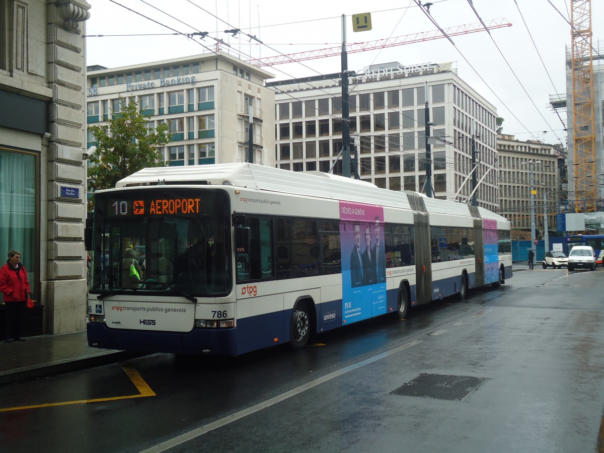 (147'186) - TPG Gen�ve - Nr. 786 - Hess/Hess Doppelgelenktrolleybus am 16. September 2013 in Gen�ve, Bel-Air
