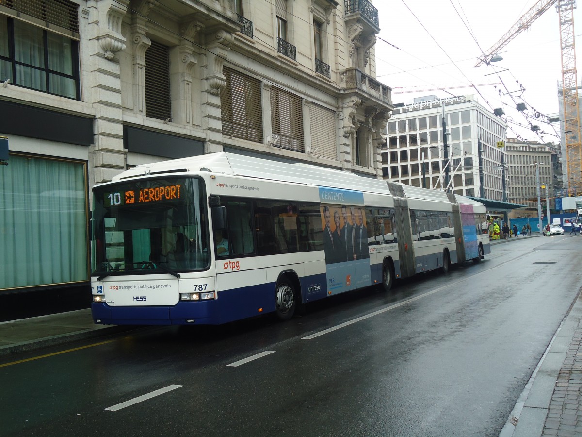 (147'190) - TPG Gen�ve - Nr. 787 - Hess/Hess Doppelgelenktrolleybus am 16. September 2013 in Gen�ve, Bel-Air