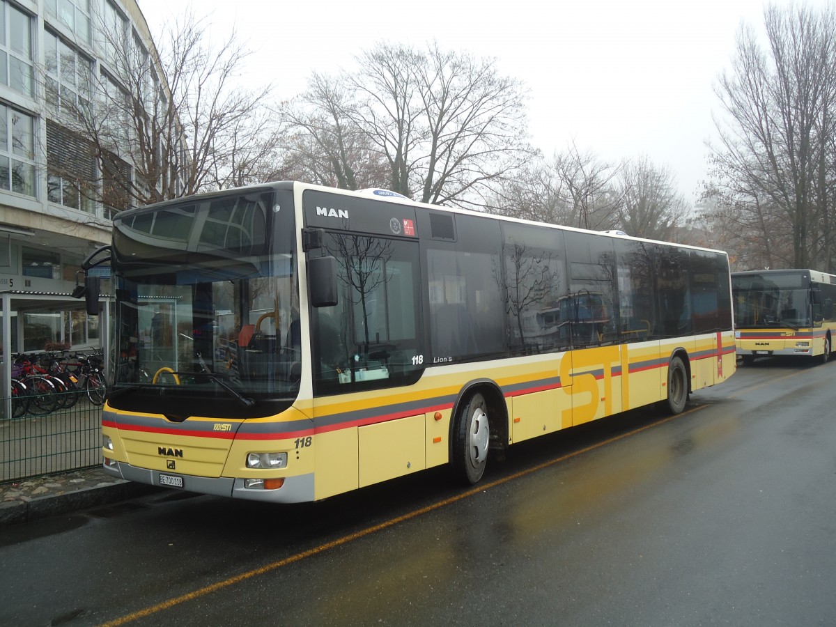 (148'355) - STI Thun - Nr. 118/BE 700'118 - MAN am 21. Dezember 2013 bei der Schiffl�ndte Thun