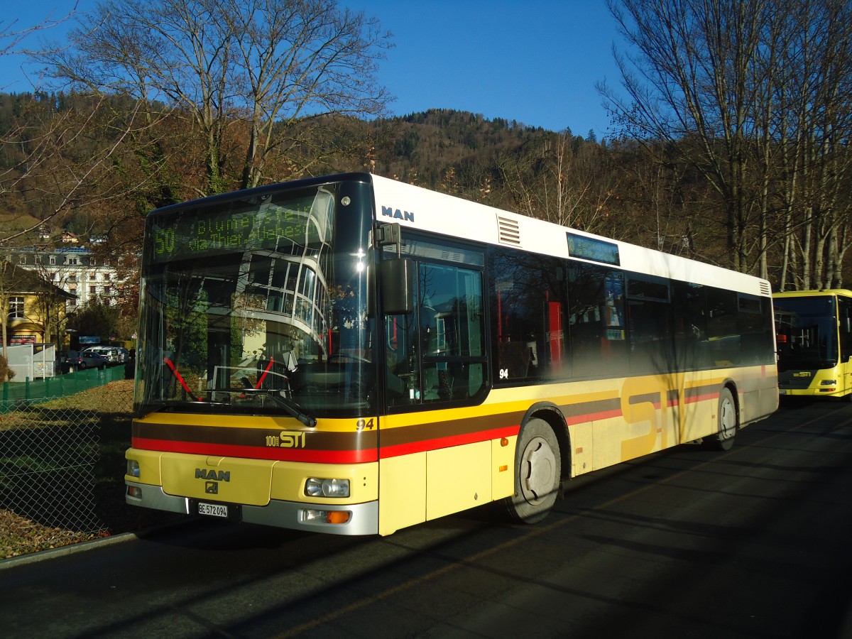 (148'429) - STI Thun - Nr. 94/BE 572'094 - MAN am 23. Dezember 2013 bei der Schiffl�ndte Thun