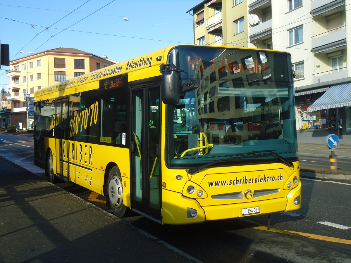 (148'536) - AAGR Rothenburg - Nr. 80/LU 154'067 - Irisbus am 27. Dezember 2013 in Emmenbr�cke, Sprengi
