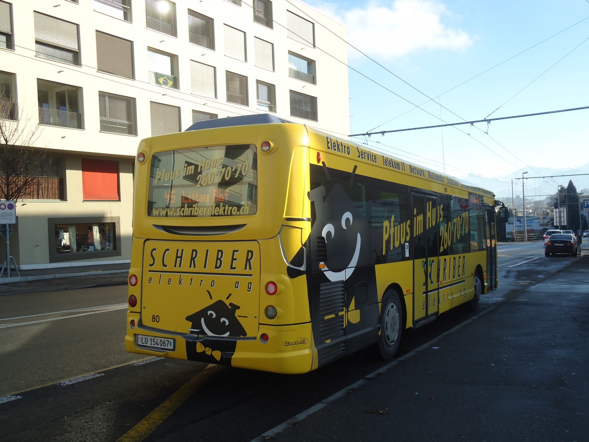 (148'537) - AAGR Rothenburg - Nr. 80/LU 154'067 - Irisbus am 27. Dezember 2013 in Emmenbr�cke, Sprengi