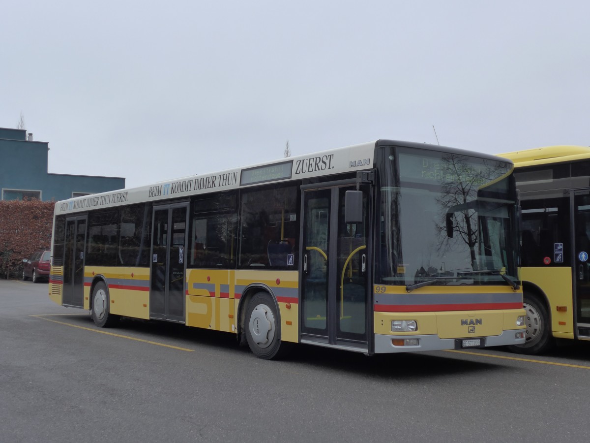 (148'648) - STI Thun - Nr. 99/BE 577'099 - MAN am 20. Januar 2014 bei der Schiffl�ndte Thun