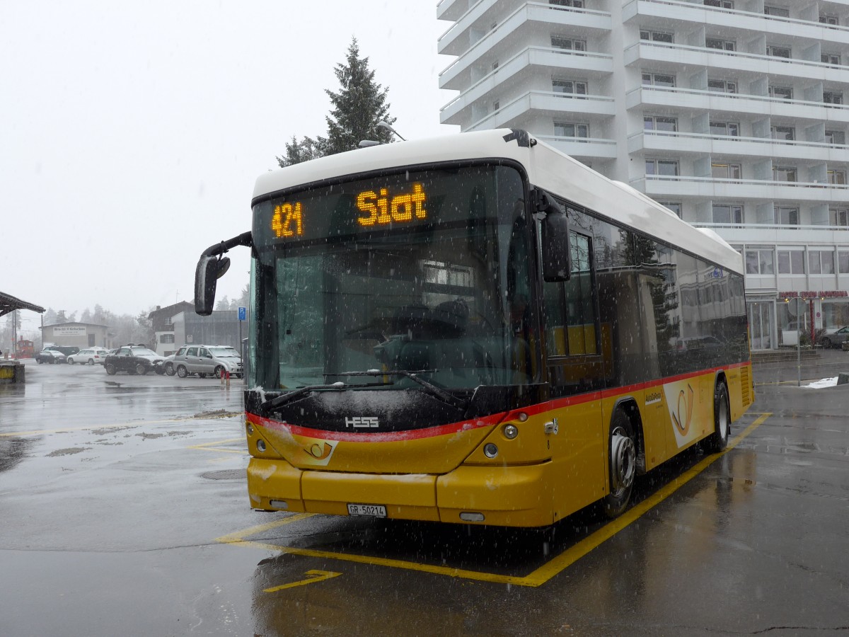 (149'052) - Fontana, Ilanz - Nr. 8/GR 50'214 - Scania/Hess am 1. M�rz 2014 beim Bahnhof Ilanz