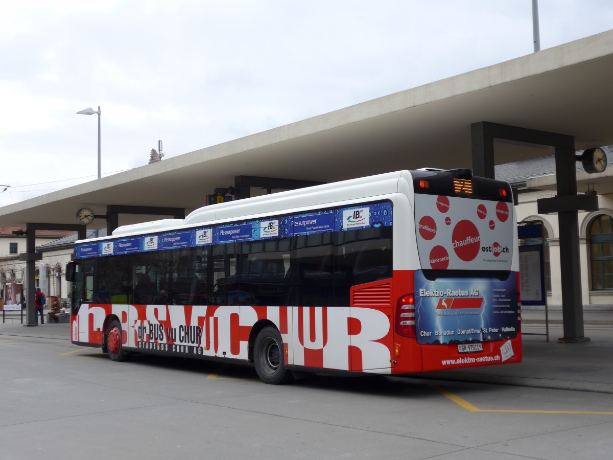 (149'131) - SBC Chur - Nr. 11/GR 97'511 - Mercedes am 1. M�rz 2014 beim Bahnhof Chur