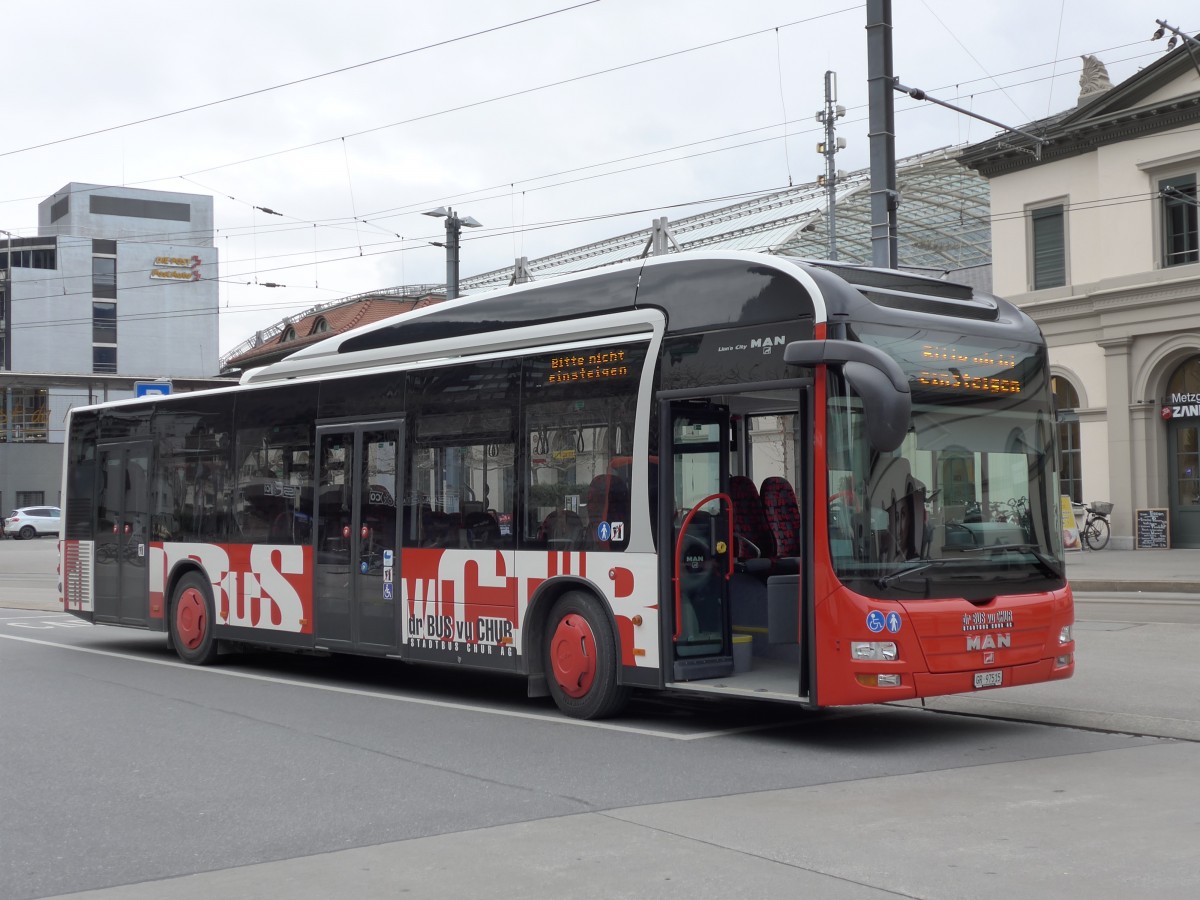 (149'134) - SBC Chur - Nr. 15/GR 97'515 - MAN am 1. M�rz 2014 beim Bahnhof Chur