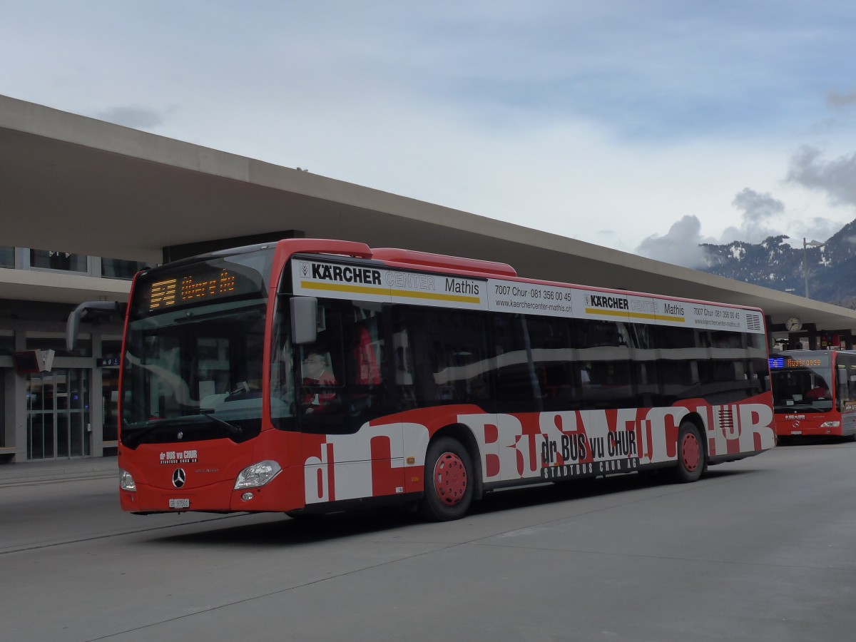 (149'148) - SBC Chur - Nr. 1/GR 97'501 - Mercedes am 1. M�rz 2014 beim Bahnhof Chur