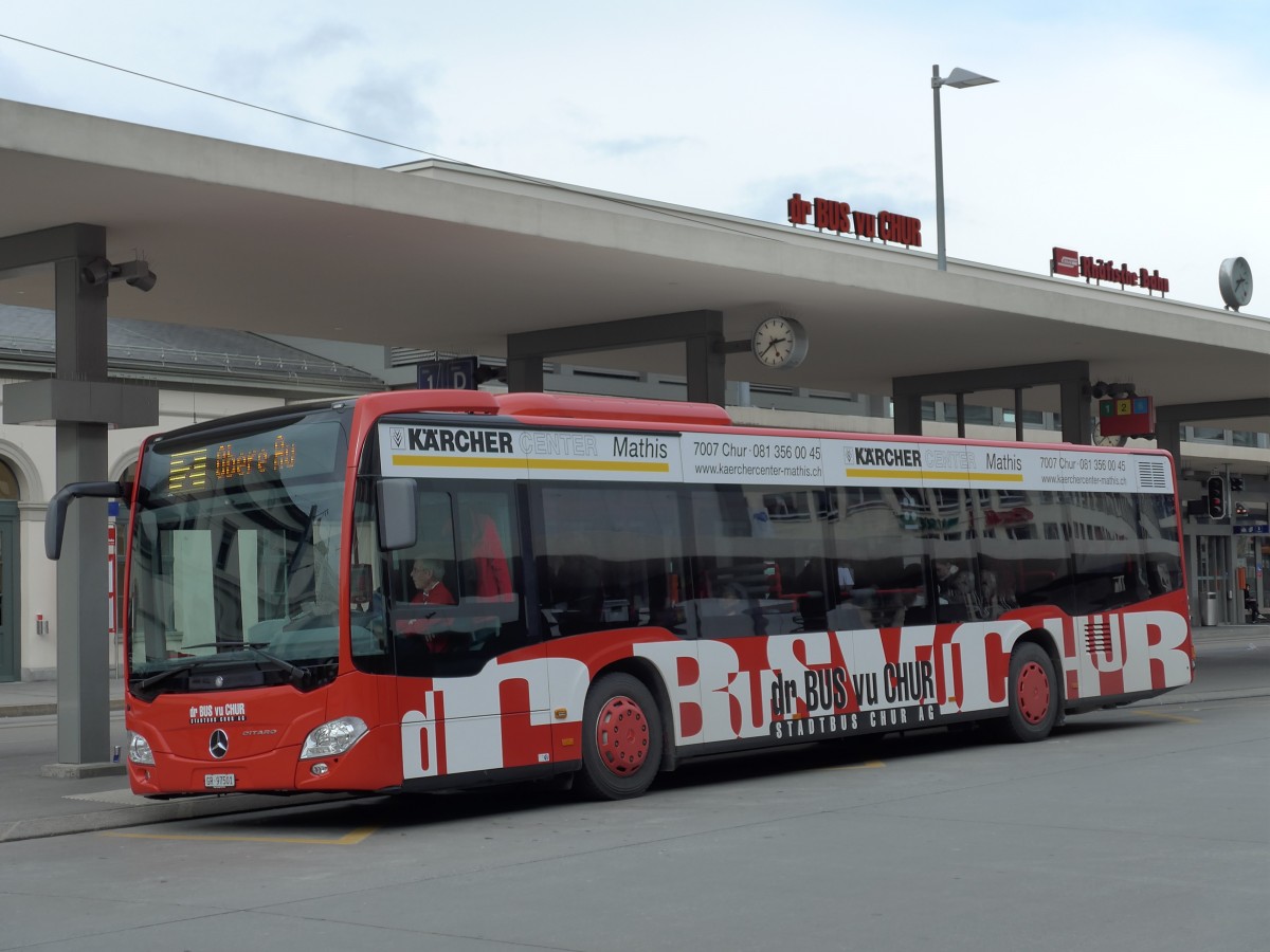 (149'151) - SBC Chur - Nr. 1/GR 97'501 - Mercedes am 1. M�rz 2014 beim Bahnhof Chur