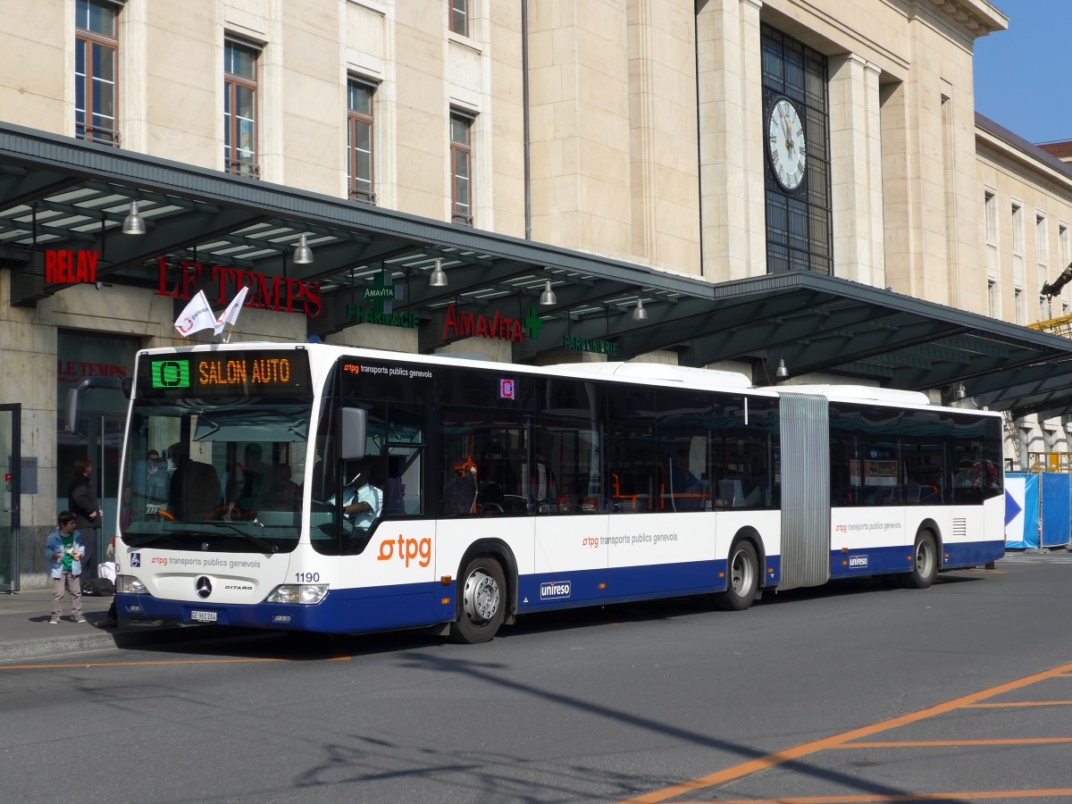 (149'230) - TPG Gen�ve - Nr. 1190/GE 961'264 - Mercedes am 9. M�rz 2014 beim Bahnhof Gen�ve