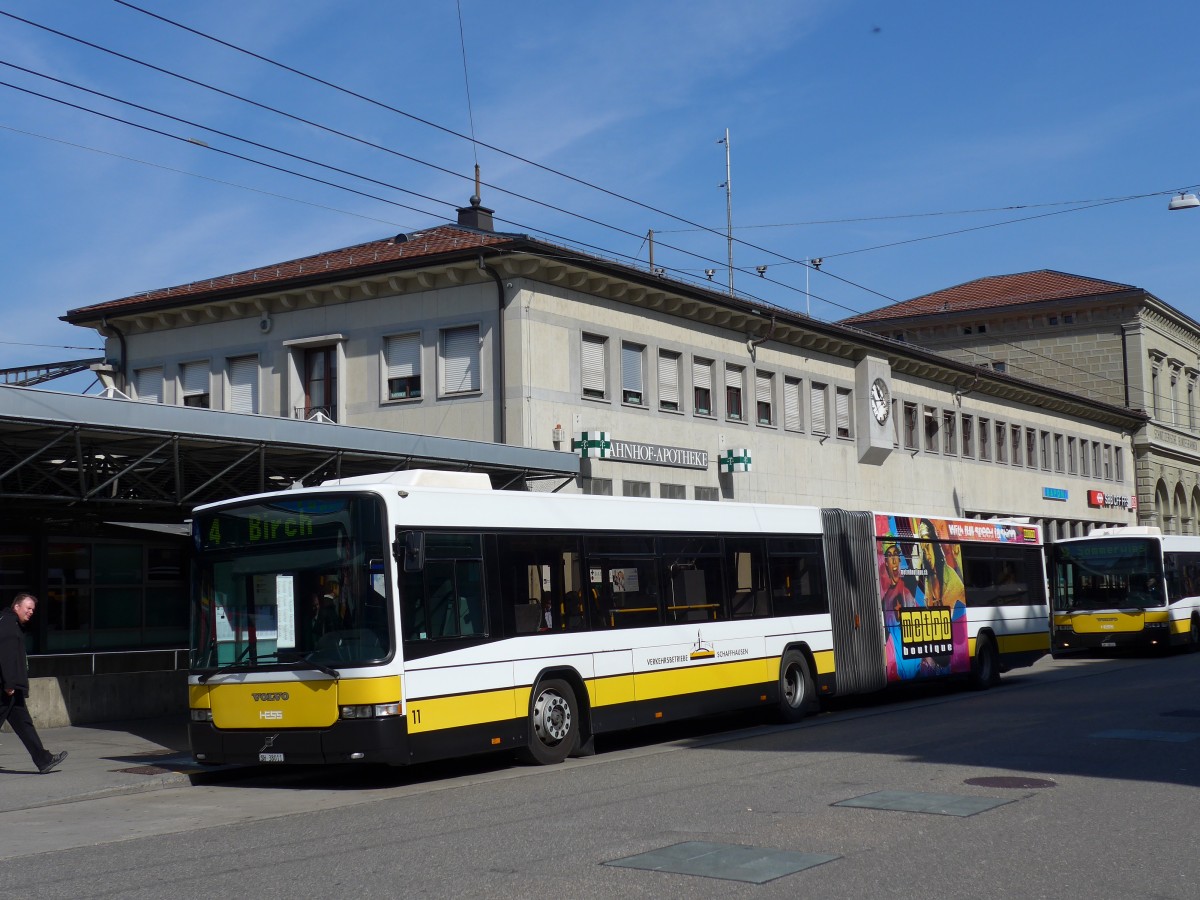 (149'398) - VBSH Schaffhausen - Nr. 11/SH 38'011 - Volvo/Hess am 29. M�rz 2014 beim Bahnhof Schaffhausen