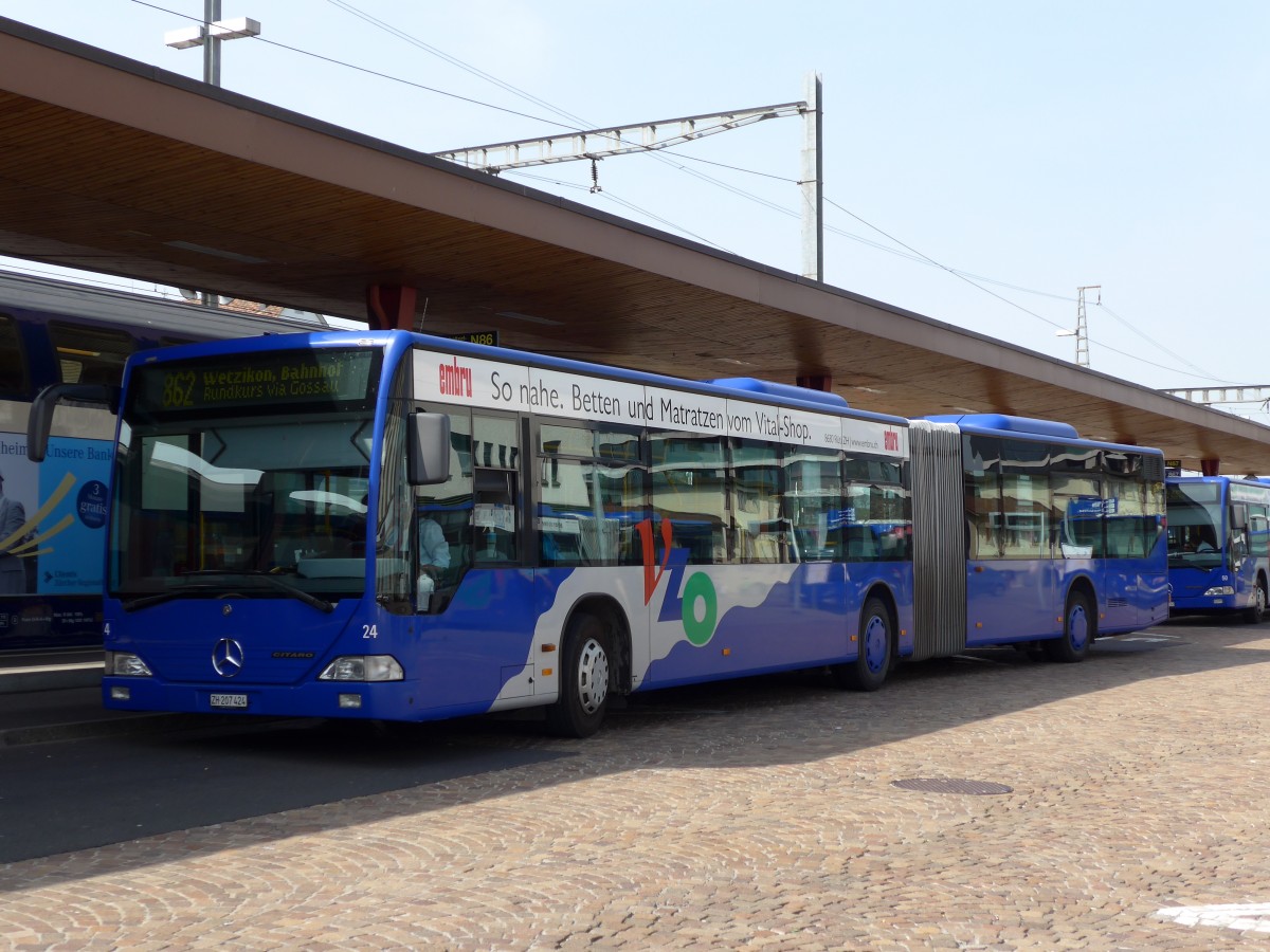 (149'494) - VZO Gr�ningen - Nr. 24/ZH 207'424 - Mercedes am 31. M�rz 2014 beim Bahnhof Wetzikon