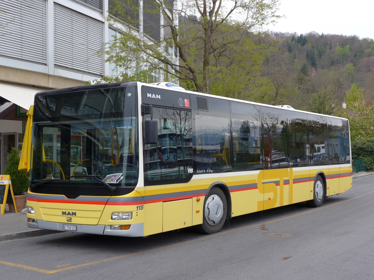 (149'662) - STI Thun - Nr. 115/BE 700'115 - MAN am 18. April 2014 bei der Schiffl�ndte Thun