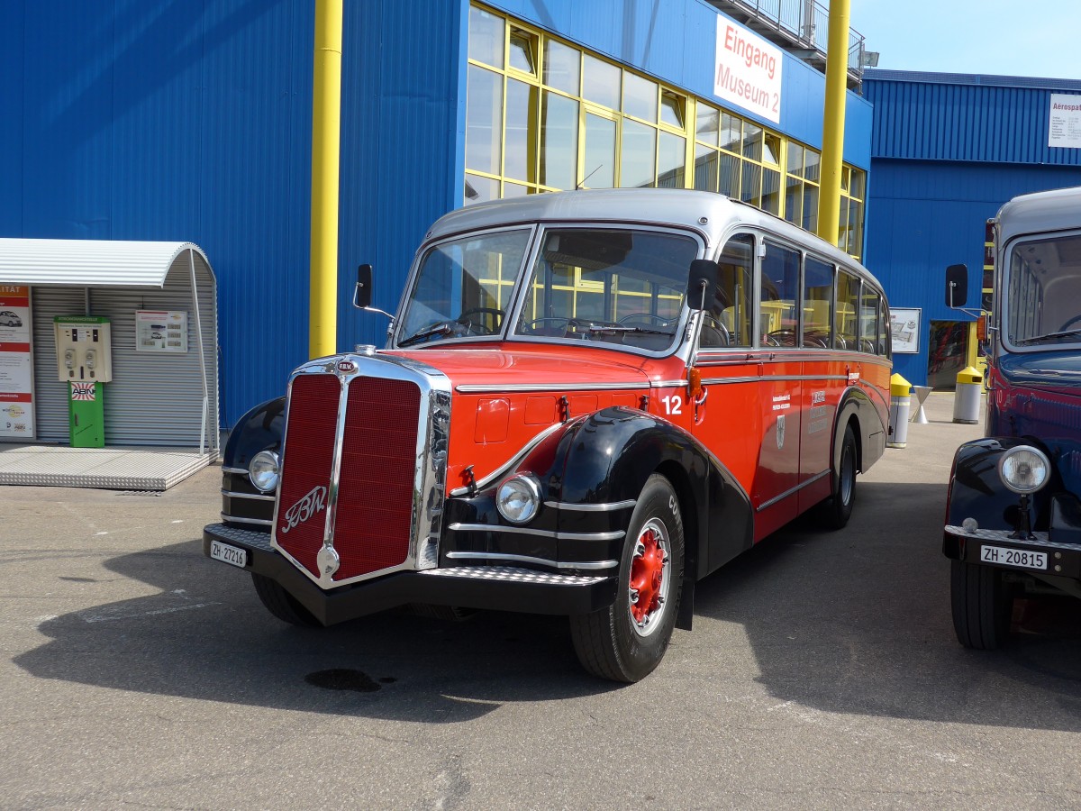 (149'792) - Aus der Schweiz: Meier, Gr�t - Nr. 12/ZH 27'216 - FBW/R&J (ex Wespe, altst�tten; ex AFA Adelboden Nr. 12) am 25. April 2014 in Sinsheim, Museum