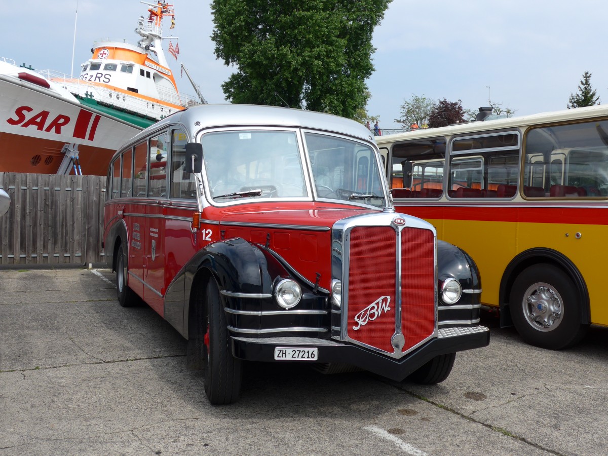 (150'265) - Aus der Schweiz: Meier, Gr�t - Nr. 12/ZH 27'216 - FBW/R&J (ex Wespe, Altst�tten; ex AFA Adelboden Nr. 12) am 26. April 2014 in Speyer, Technik-Museum