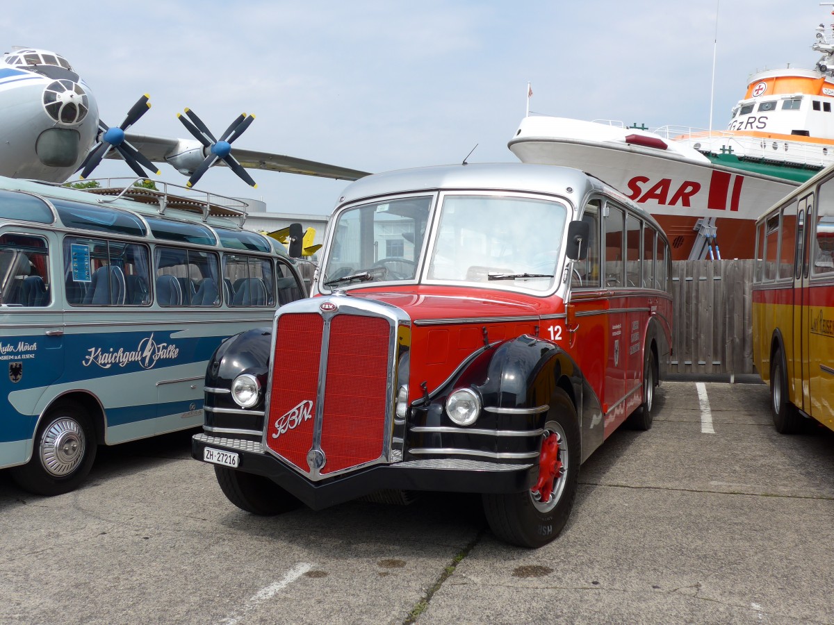 (150'266) - Aus der Schweiz: Meier, Gr�t - Nr. 12/ZH 27'216 - FBW/R&J (ex Wespe, Altst�tten; ex AFA Adelboden Nr. 12) am 26. April 2014 in Speyer, Technik-Museum