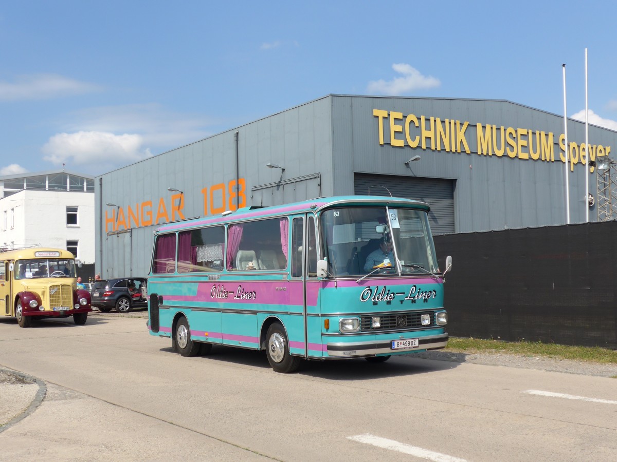 (150'463) - Aus Oesterreich: W�stner, Bezau - B 499 DZ - Setra am 26. April 2014 in Speyer, Technik-Museum
