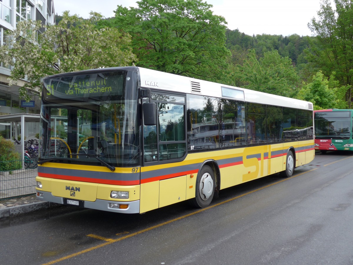 (150'644) - STI Thun - Nr. 97/BE 577'097 - MAN am 12. Mai 2014 bei der Schiffl�ndte Thun