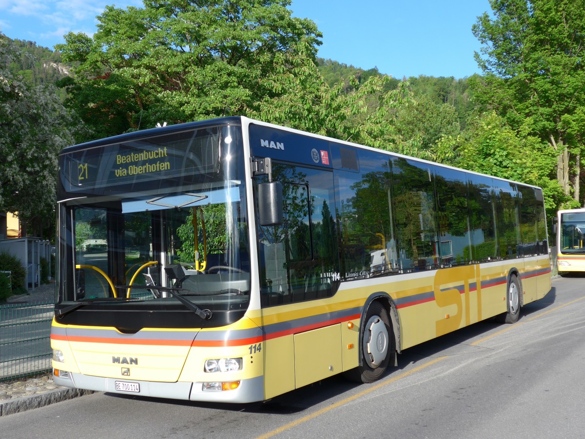 (150'729) - STI Thun - Nr. 114/BE 700'114 - MAN am 19. Mai 2014 bei der Schiffl�ndte Thun