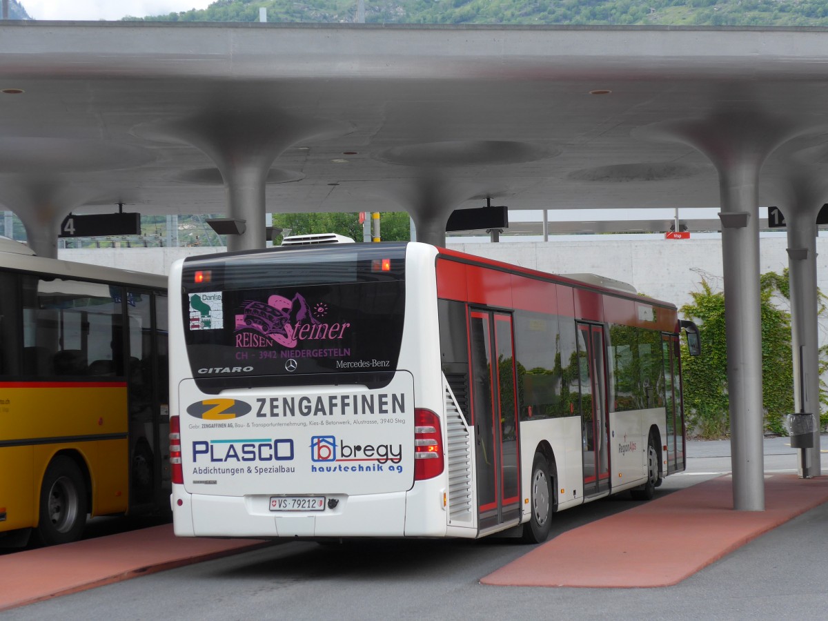 (150'939) - Steiner, Niedergesteln - VS 79'212 - Mercedes (ex Vorf�hrfahrzeug EvoBus) am 26. Mai 2014 beim Bahnhof Visp
