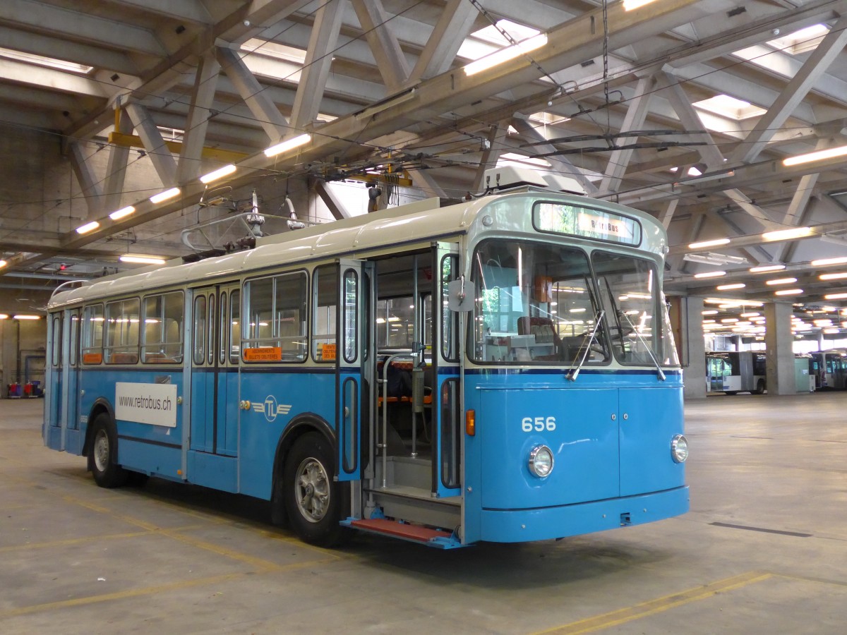 (151'210) - TL Lausanne (R�trobus) - Nr. 656 - FBW/Eggli Trolleybus am 1. Juni 2014 in Lausanne, D�p�t Borde